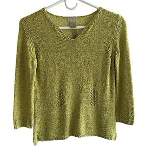 Sigrid Olsen Sweater three quarter length sleeve green XS